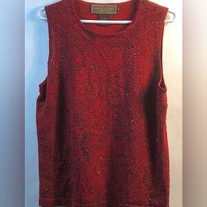 Double D Ranch ruby red tank top blouse embellished and beaded